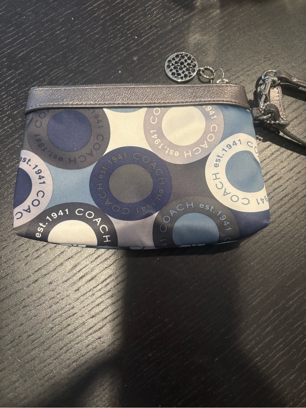 Coach Navy, Light Blue & Silver Signature Wristlet - Picture 2 of 6
